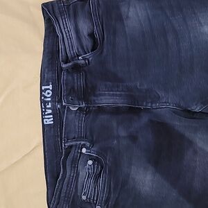 RIVET61 moto style jeans 34 black denim